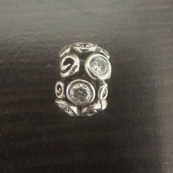 Pandora Retired Sterling Silver Primrose Path Clear CZ Bead Charm - Picture 1 of 4
